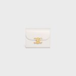 SMALL FLAP WALLER TRIOMPHE IN SHINY CALFSKIN WHITE